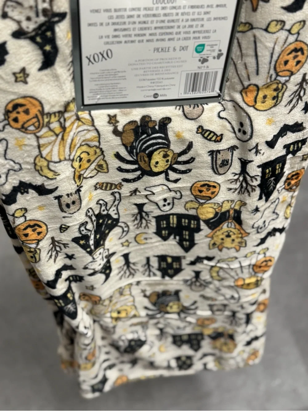 Pickle & Dot Halloween Oversized Plush Throw - White, Black, Gold